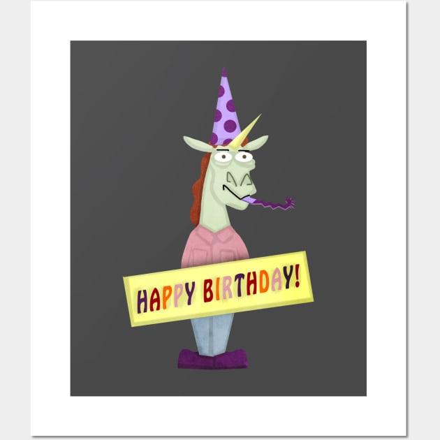 Big Happy Birthday Unicorn Wall Art by Thatssounicorny